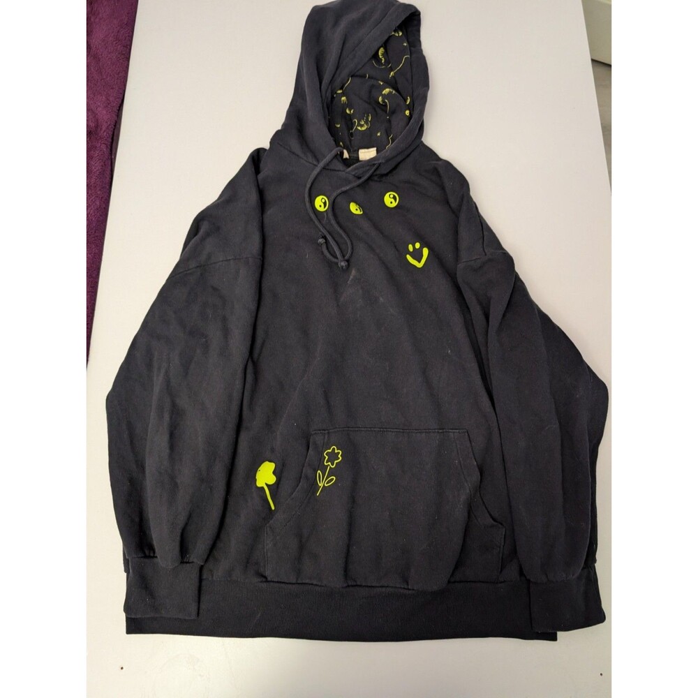 Levis Prism Hoodie Black Neon Graphic Smiley Yin Yang XS Fits Men Oversized